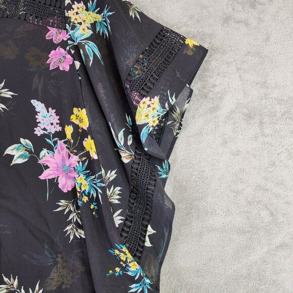 ZAC & RACHEL Pullover Sheer Polyester Bat Wing Blouse Shirt Floral Plus 2X - Picture 4 of 8